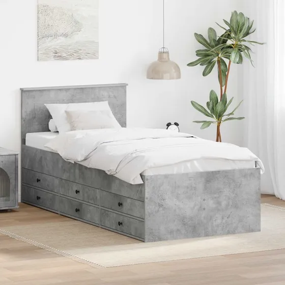 vidaXL Daybed med skuffe 90 x 190 cm Beton Grå og Sort