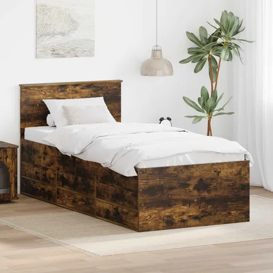 vidaXL Daybed med skuffe, Røget Eg/Sort, 90 x 200 cm