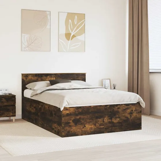vidaXL Sengestel Røget Eg 160x200 cm Konstrueret Træ