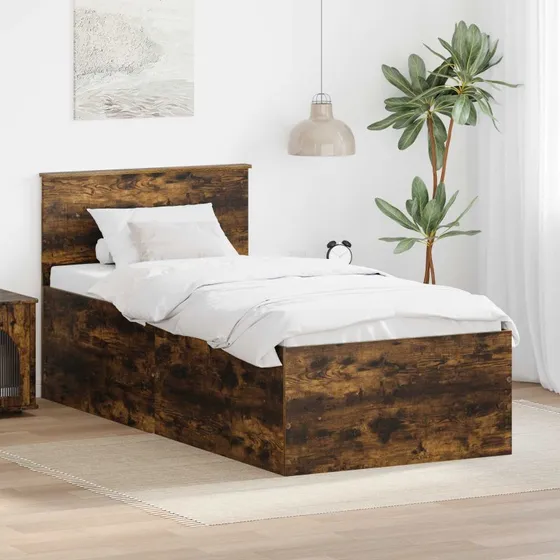 vidaXL Sengestel 120 x 200 cm Røget Eg Konstrueret Træ