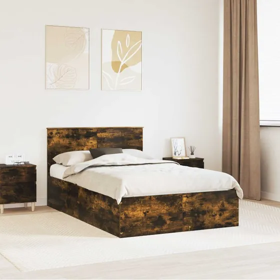 vidaXL Sengestel Røget Eg 120x190 cm Konstrueret Træ