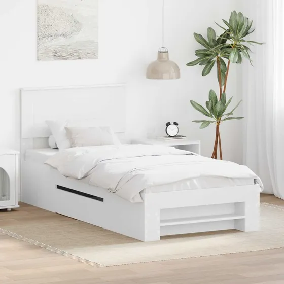 vidaXL Sengestel med hovedgærde Hvid 80 x 200 cm Træ