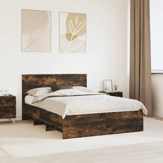 vidaXL Sengestel Røget Eg 140x200 cm Konstrueret Træ