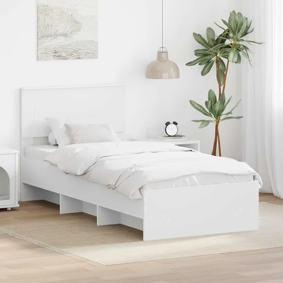 vidaXL Sengestel Hvid 90x200 cm Konstrueret Træ