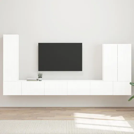 vidaXL Tv vægskab sæt, 6 stk, høj gloss hvid