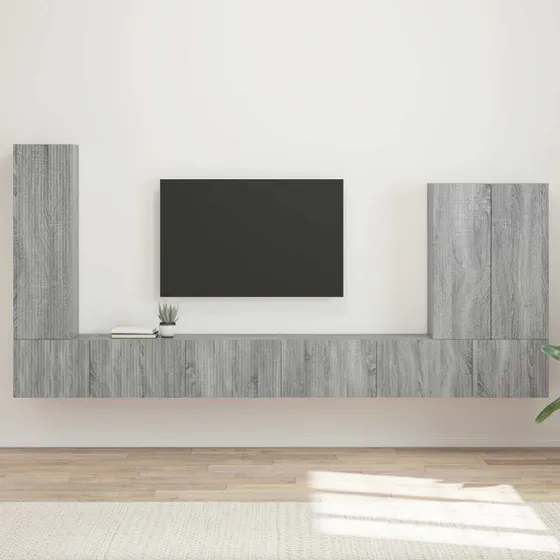 vidaXL Tv vægskab sæt 6 pcs Grå Sonoma