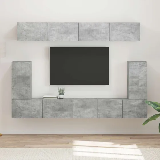 vidaXL TV-møbelsæt Vægmonteret 5 pcs Beton Grå Konstrueret træ