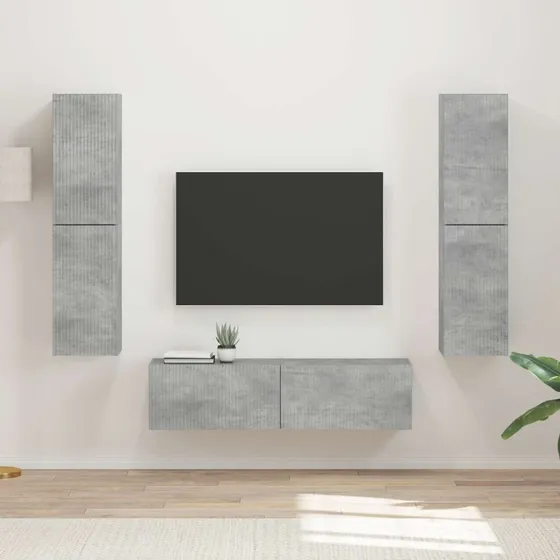vidaXL TV-møbelsæt 6 stk Beton Grå Konstrueret træ