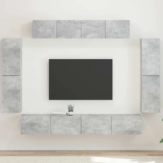 vidaXL TV-skab 8 pcs Beton Grå