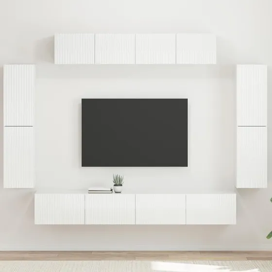 vidaXL TV-skab 8 pc Høj gloss hvid