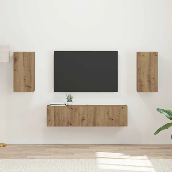 vidaXL Artisan Egetræ TV-møbelsæt 4 pcs