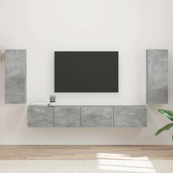 vidaXL TV-møbelsæt 4 pcs Beton Grå Træ