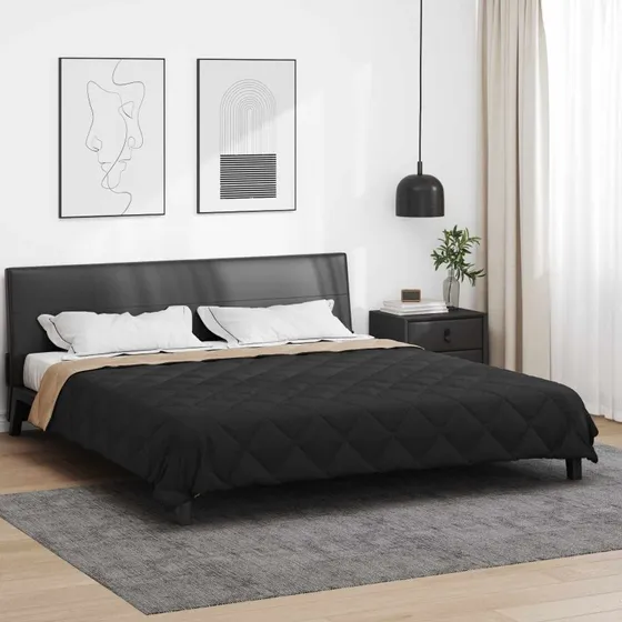 vidaXL Helårs Dyne Sort/Taupe 220x240 cm Mikrofiber