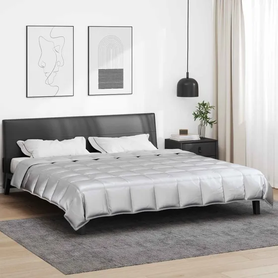 vidaXL Sommerdyne Sølv 240x260 cm Satin & Mikrofiber