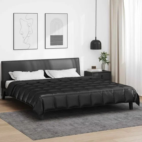 vidaXL Helårs Dyne Sort 200x240 cm Satin & Mikrofiber