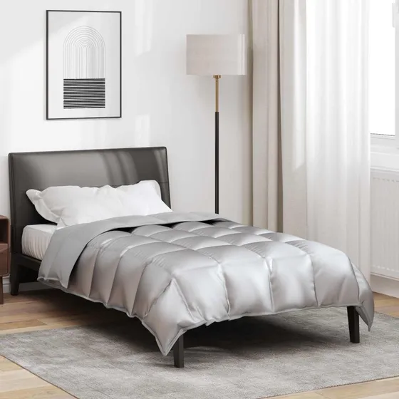 vidaXL Vinter Duvet Sølv 135 x 220 cm Satin & Mikrofiber