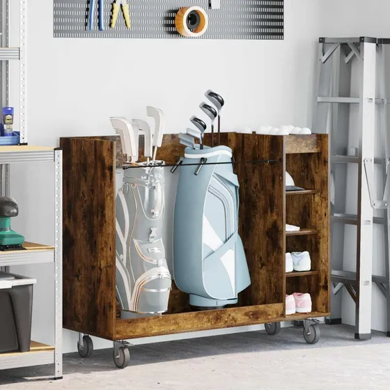 vidaXL Golf Skab med Hjul, Røget Eg, 120 x 45 x 98 cm