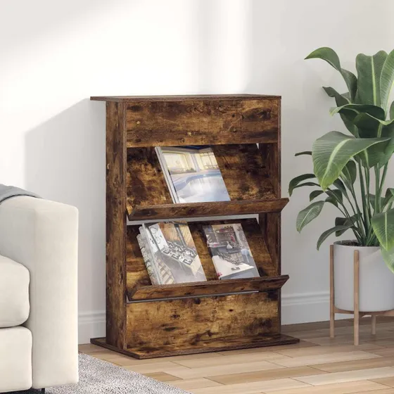 vidaXL Magasin Rack Røget Eg 70 x 41 x 96 cm Konstrueret Træ