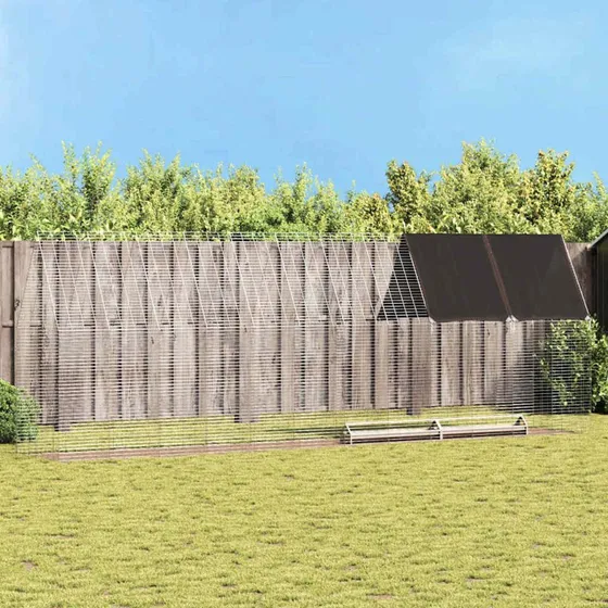 vidaXL Hønsebur 2 stk Sølv 600 x 100 x 210 cm Galvaniseret stål