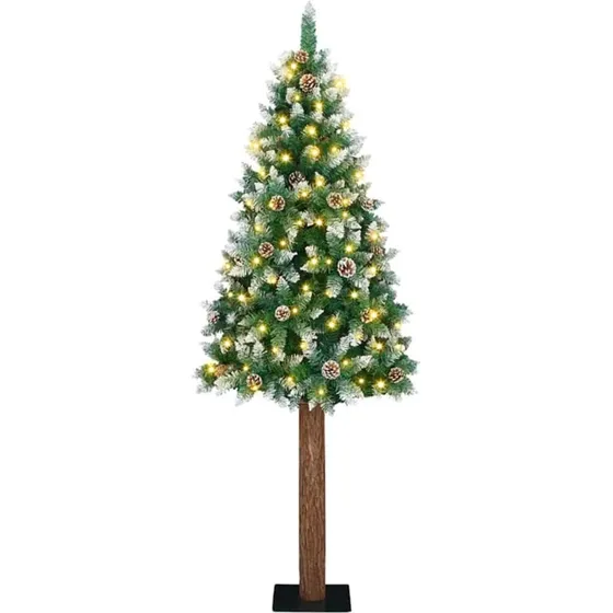 vidaXL Slankt Juletræ Grøn 180 cm med LED-lys