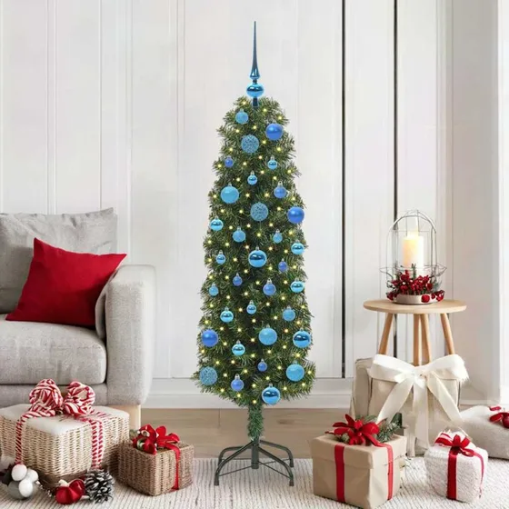 vidaXL Kunstigt Juletræ 150 cm Grønt med LED-lys og Stativ