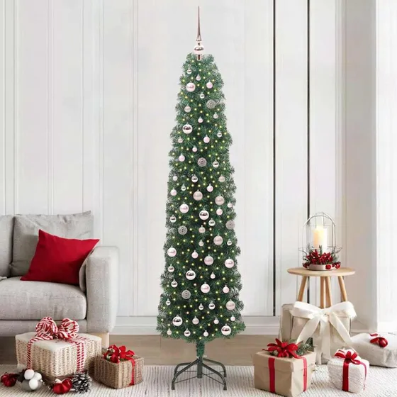 vidaXL Kunstigt Juletræ 210 cm Grønt med LED-lys og Stativ