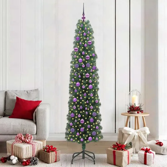 vidaXL Kunstigt juletræ 210 cm Grønt med LED-lys og stativ