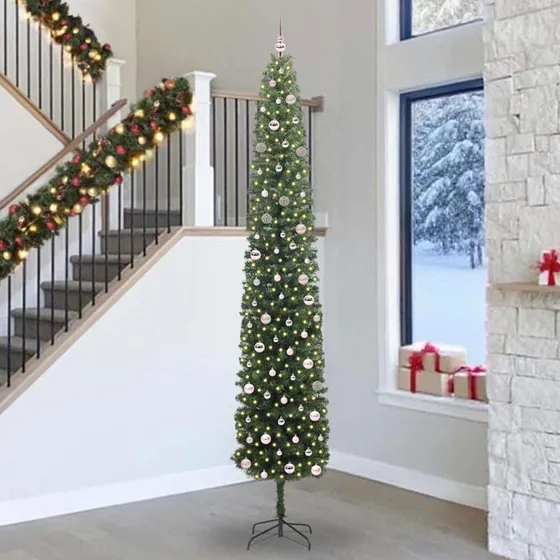 vidaXL Kunstigt Juletræ 300 cm Grønt med LED-lys og Stativ