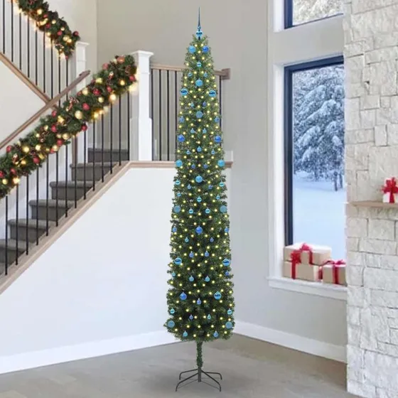 vidaXL Kunstigt Juletræ 300 cm Grønt med LED-lys og Stativ