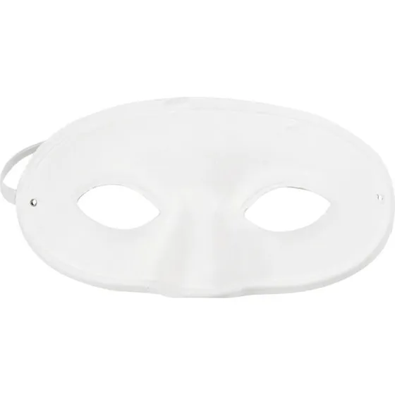 Teatermaske hvid 9,5×18,5 cm – halvmaske med elastik