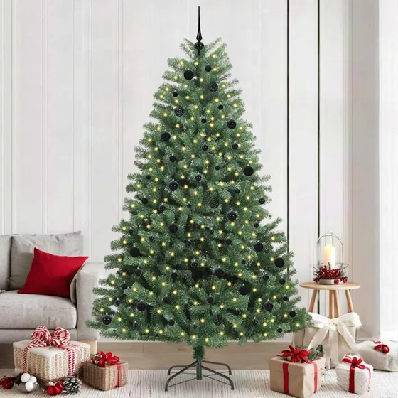 vidaXL Kunstigt Hinged Juletræ Grøn 240 cm med 300 LED'er