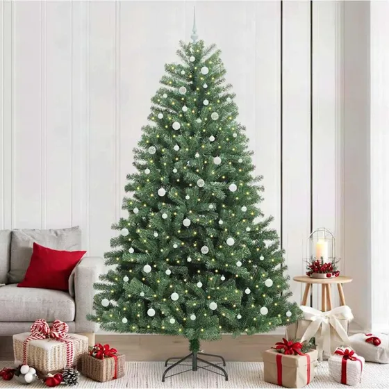 vidaXL Kunstigt Hinged Juletræ Grøn 240 cm med 300 LED'er