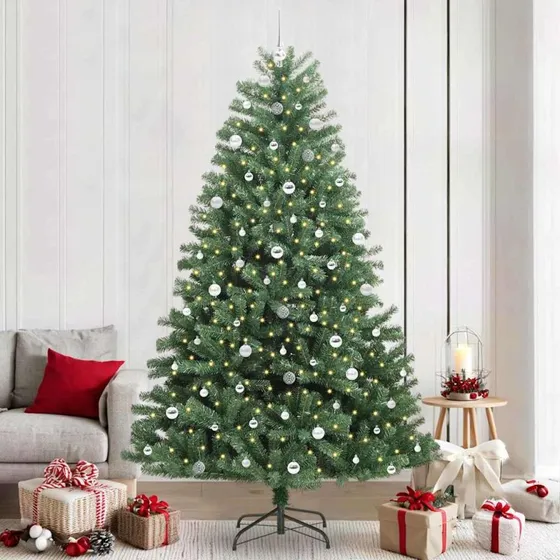 vidaXL Kunstigt Hinged Juletræ Grøn 240 cm med 300 LED'er