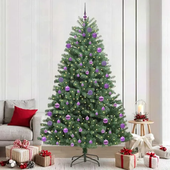 vidaXL Kunstigt Hinged Juletræ Grøn 240 cm med 300 LED'er
