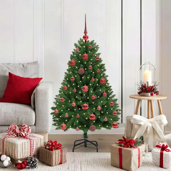 vidaXL Kunstigt Juletræ 120 cm Grønt med 150 LED'er PVC og Metal