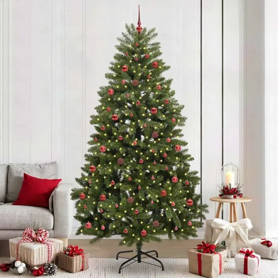 vidaXL Kunstigt Juletræ 240 cm Grønt med 300 LED'er