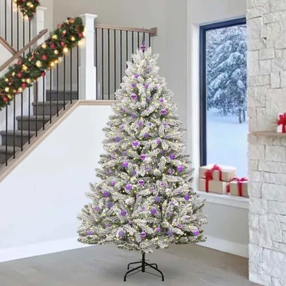 vidaXL Kunstigt Juletræ Grøn og Hvid 240 cm PVC og Metal