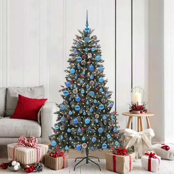 vidaXL Kunstigt juletræ Grøn 180 cm med LED-lys og USB