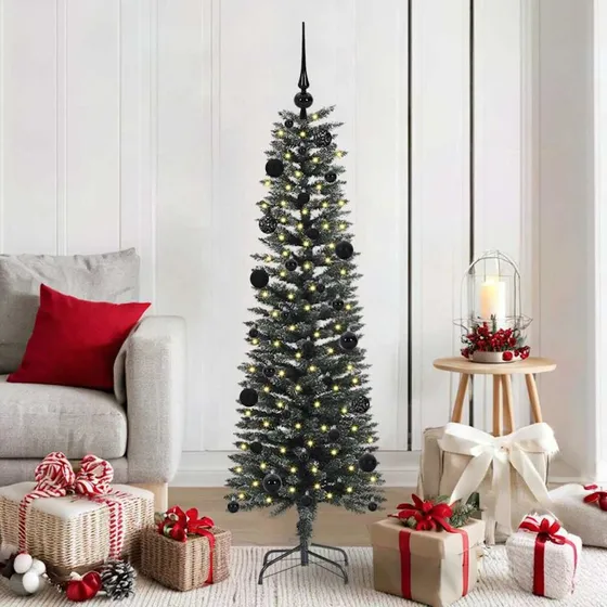 vidaXL Kunstigt juletræ Grøn 150 cm med LED-lys