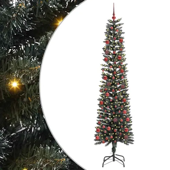 vidaXL Kunstigt juletræ Grøn 210 cm med LED-lys