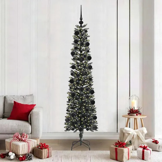 vidaXL Kunstigt juletræ Grøn 210 cm med LED-lys