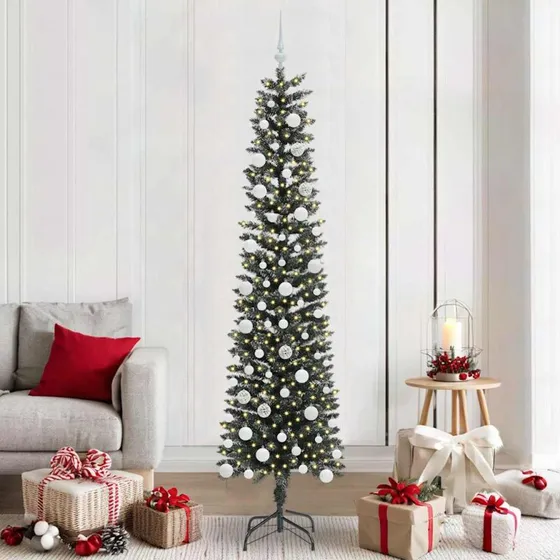 vidaXL Kunstigt juletræ Grøn 210 cm med LED-lys