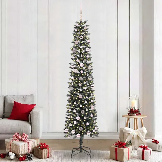 vidaXL Kunstigt juletræ Grøn 240 cm med LED-strips