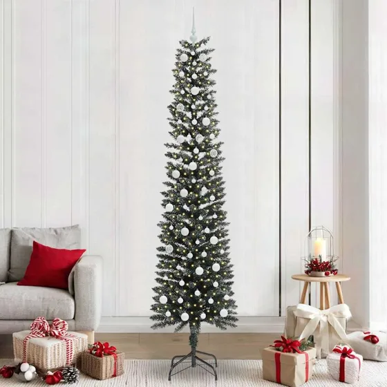 vidaXL Kunstigt juletræ Grøn 240 cm med LED-lys