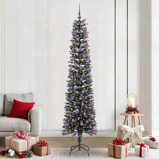 vidaXL Kunstigt juletræ Grøn 240 cm med LED-lys