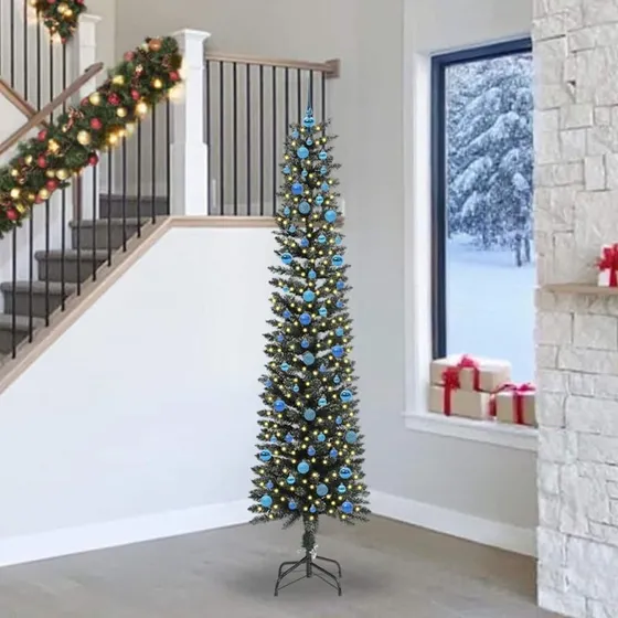 vidaXL Kunstigt juletræ Grøn 240 cm med LED-lys