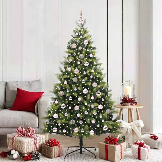 vidaXL Kunstig Hængende Juletræ 180 cm Grøn 300 LEDs PVC/PE