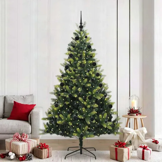 vidaXL Kunstig Hængende Juletræ 210 cm Grønt med 300 LEDs