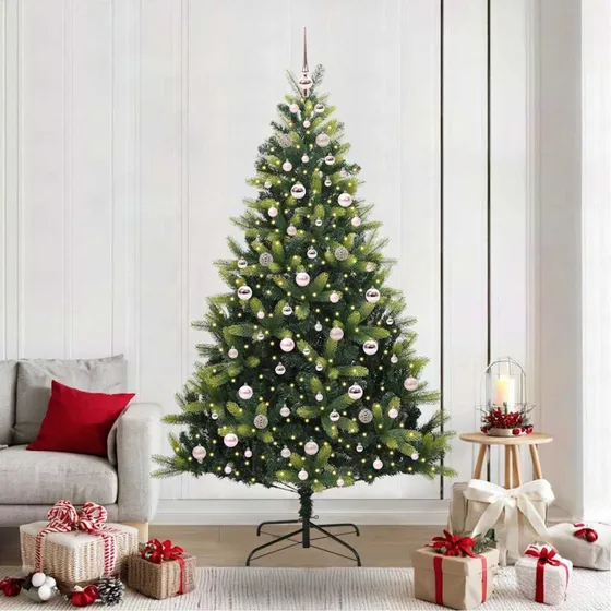vidaXL Kunstig Hængende Juletræ 210 cm Grønt med 300 LEDs