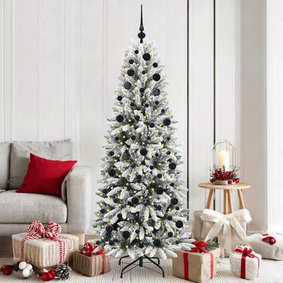 vidaXL Kunstigt juletræ Hvid 180 cm med 300 LED'er